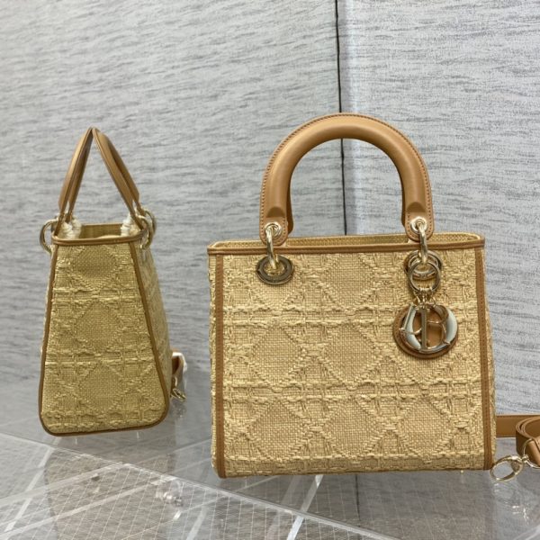 DIOR Diana five grid pure hand-made straw