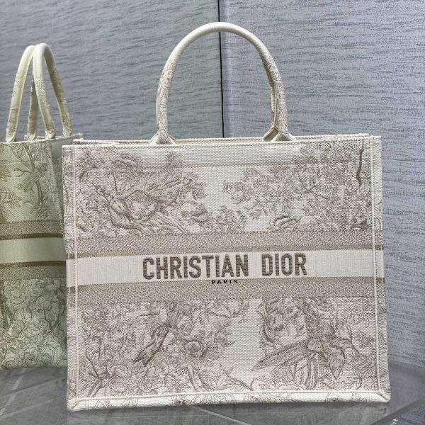 DIOR Book Tote 42CM Golden Silk Magpie Winter Garden